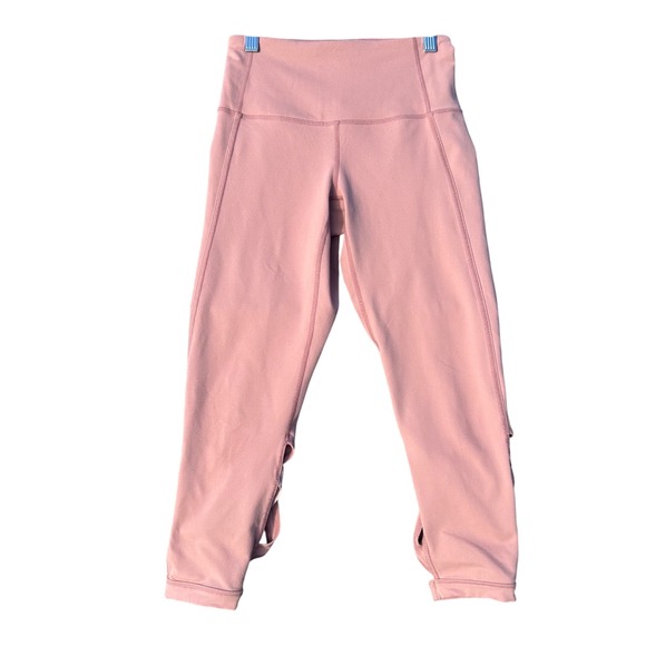 Zella Studio High Waist Crop Leggings XS Pink Cut Out Back Detail‎ Athleisure - Picture 1 of 7